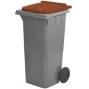 Contentor Lixo 2 Rodas Fundo Preto Com Tampa Castanha (120 Litros)